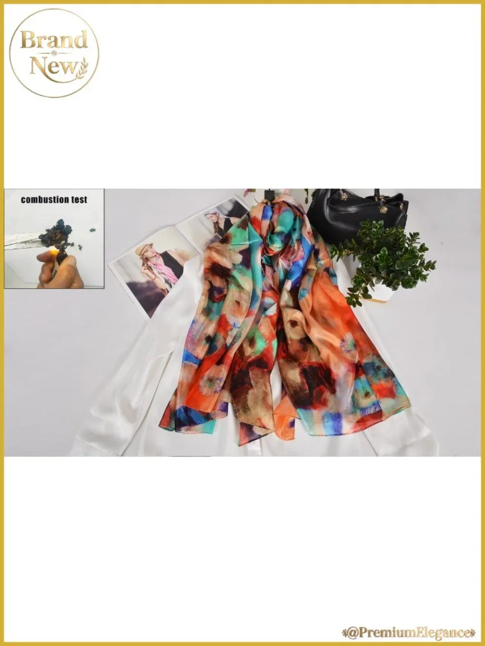 100% Mulberry Silk Scarf Large Floral Shawl Wrap